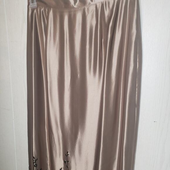 Paul Harris Design vintage long satin embroidered skirt Sz Large - Picture 10 of 12